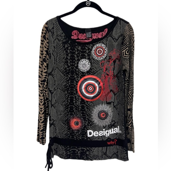 Desigual Long Sleeve Abstract Top Size L - Picture 3 of 13